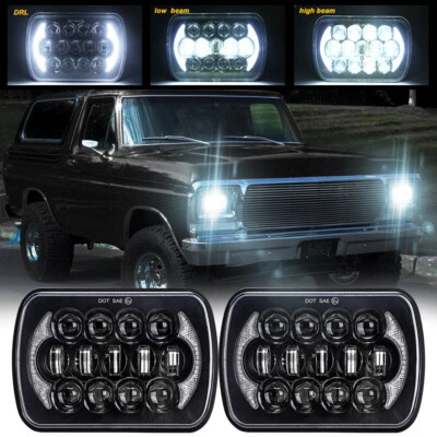 Par de faros LED DRL 5x7" 7x6 para Ford Bronco 1979-1986 F-250/350 Super Duty Foto 1 de 4