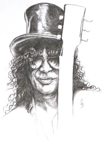 Slash Original Pencil On Paper Realistic Drawing - Picture 1 of 3