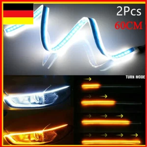 2X 60cm Auto LED Blinker Streifen DRL Scheinwerfer Tagfahrlicht Lampe Universal - Bild 1 von 9