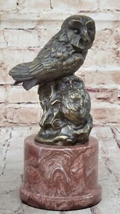 Búho presa pájaro bronce mármol escultura estatua fundición caliente cera perdida estatuilla Art Deco - Imagen 1 de 10