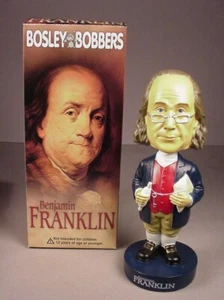 Benjamin Franklin Nodder Bobble Head Bosley Sin usar, en caja Figura política de Estados Unidos muñeca retirada - Imagen 1 de 9