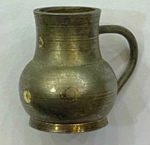 Antique Rare UNIQUE Hand Carved Brass Vintage Very Small Jug 1"x.5" Flower India - Picture 1 of 4