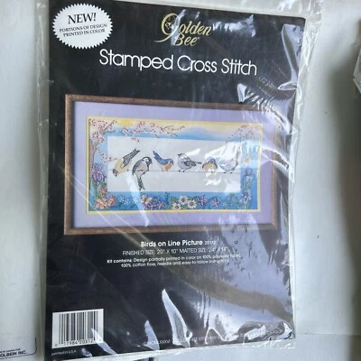 Golden Bee Stitchery cross stitch kit Birds on the Line 1986 NOS - Image 1 of 4