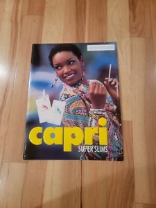 NOS CAPRI SLIM CIGARETTE TOBACCO EMBOSSED METAL SIGN ADVERTISING WOMAN 18x13 - Picture 1 of 7