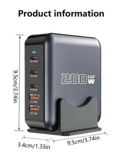 Chargeur Multi USB 200W Type C PD Station de Charge Rapide pour iPhone 16 Ordinateur Portable Neuf - Photo 1 sur 9