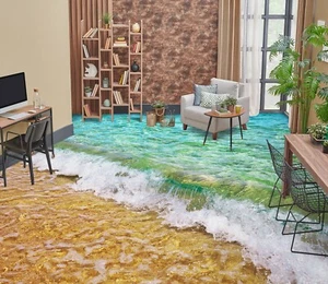 3D Coastal Waves I3978 pavimento carta da parete murales stampa decalcomania AJ Coco 2024 - Foto 1 di 5