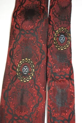 Corbata Cuello De Colección Psicodélica Años 60 Negro Granate Ombre Medallón Diseño Seda 57 x 2.75" Foto 1 de 4