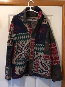 LEVIS WOOVEN NAVAJO AZTEC SWEATER SIZE L CHEST IS 24" LENGTH 29" - Picture 1 of 4