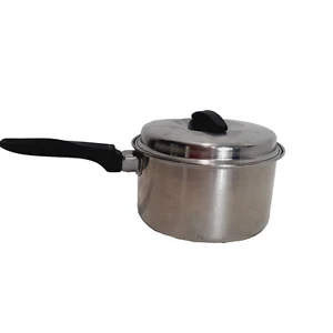 Vintage Flint Ekco acciaio inox nucleo termico radiante 2QT salsiera con coperchio - Foto 1 di 11