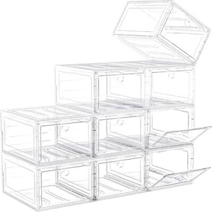 9 Pack Shoe Organizer,Upgrade Harder Solid Plastic Shoe Storage,Shoe Boxes Clear - Picture 1 of 6