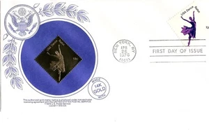 USA 1978 14K Gold Foil 1st Day Cover Scott's #1749 American Ballet - 3 Views - Picture 1 of 3