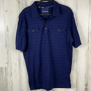 Tommy Bahama Golf Polo Shirt Mens Large Blue Striped Casual Short Sleeve-079 - Picture 1 of 7