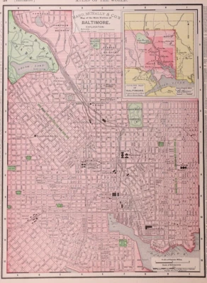 Mapa da cidade de 1897 ~ BALTIMORE, MARYLAND ~ (11x14) grátis S&H-#81324-10 - Imagem 1 de 2