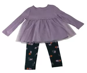 Carter's 2-Piece Halloween Outfit Set Sz.2T Purple Top And Halloween Leggings - Picture 1 of 8