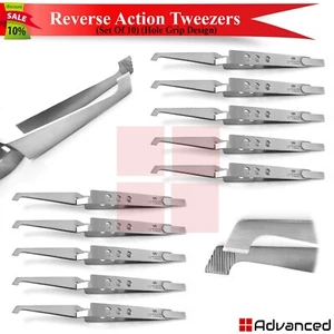 10Pcs Ortho Bracket Holding Tweezers Hole Design Reverse Action Bonding Placer - Picture 1 of 5