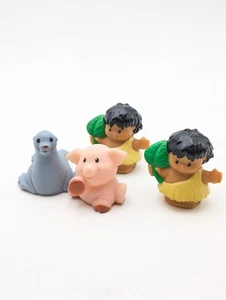 Lot Of 4 Fisher Price Little People CAVE MAN Boy Dad Dinosaur Leaf Seal Pig 00s - Picture 1 of 4