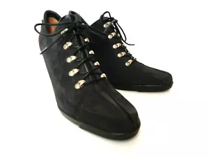 DONALD J PLINER Duke EE. UU. 11M Deporte Viaje Cuero Negro BOTAS Tacones Zapatos ITALIA - Imagen 1 de 7