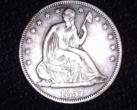 Very Nice 1857 P  Seated Liberty Half Dollar  Nice Details V-1 Resumed  # H059 Cover