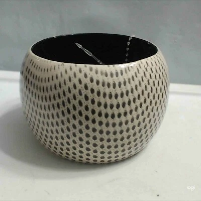 Brazalete Brazalete Ancho Blanco Negro Estampado Punteado Nuevo Antiguo Stock Foto 1 de 4