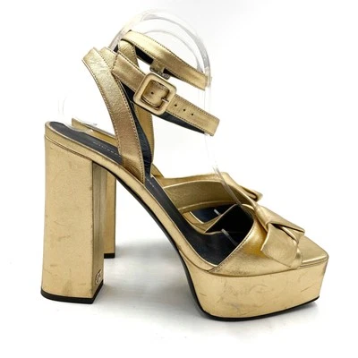 Sandalias Giuseppe Zanotti Laila Metálicas Plataforma Dorada Tacón Bloque Talla 40/10 Foto 1 de 4