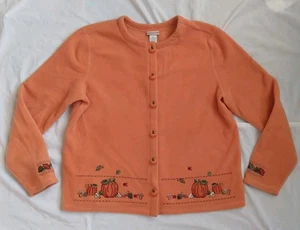 Fashion Bug Pumpkin bestickte Fleece Strickjacke Kürbisknöpfe Damen Gr. XL - Bild 1 von 10