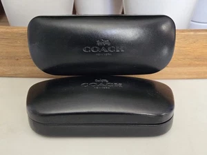 (2) COACH Hard Clam Shell Glasses Case Black Leather Sunglasses Cases - Picture 1 of 6