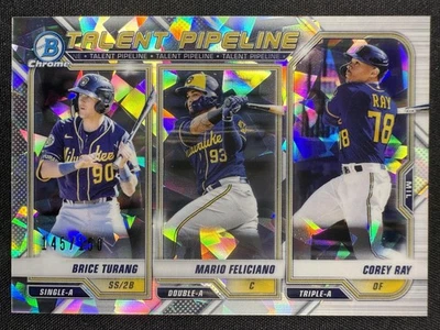 2021 Bowman #TP-MIL Turang/Ray/Feliciano Talent Pipeline Atomic Refractor /150 - Image 1 of 2