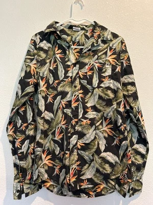 DC Shoes Hawaiian Shirt (Mens SMALL) Button Up Long Sleeve Floral Reverse Print - Image 1 of 4