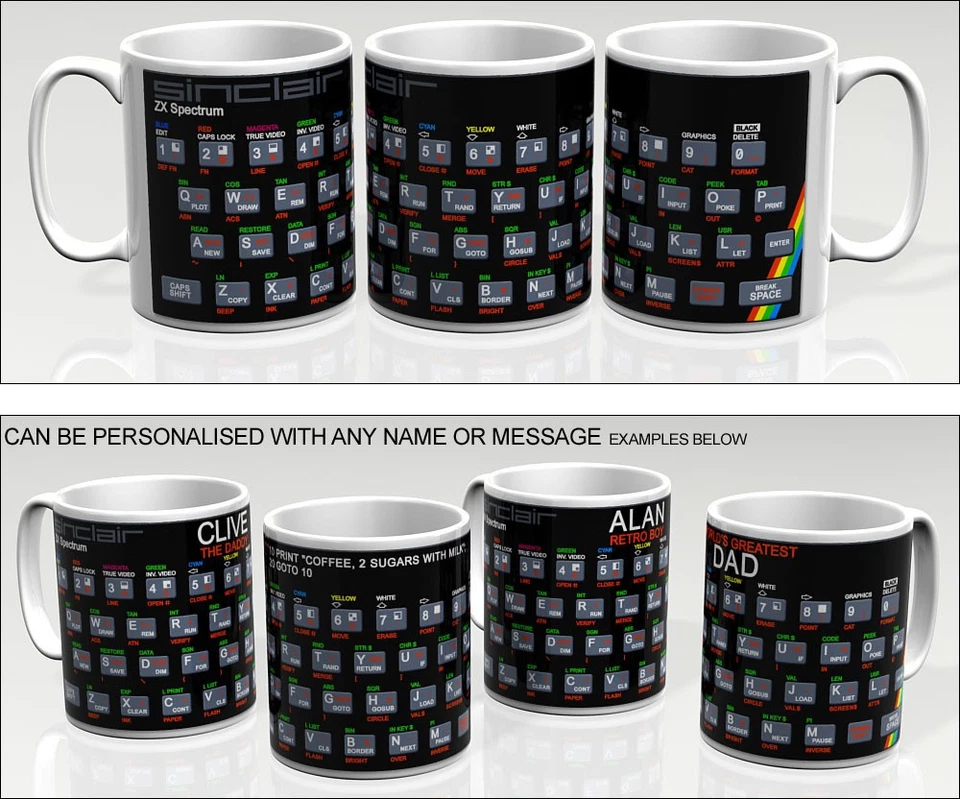 SINCLAIR ZX SPECTRUM RETRO COMPUTER MUG - CAN BE PERSONALISED - Image 1 of 1