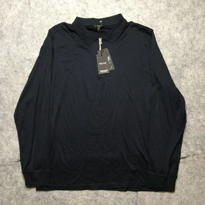 Polo de golf Reiss para hombre extra grande azul marino Ashdown LS media cremallera manga larga Foto 1 de 4
