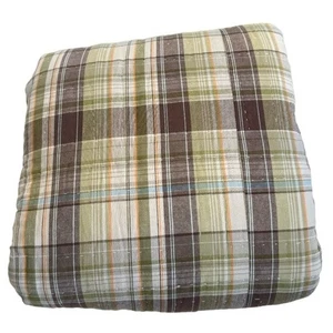 Pottery Barn Kids Madras Plaid Quilt Green Brown Patchwork Full/Queen - Picture 1 of 16