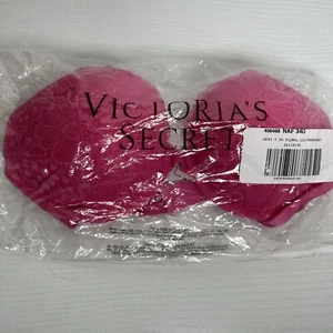 PINK Victoria Secret Date Push Up Bügel Rosa Blumen Spitze BH Bügel Gr. 34D - Bild 1 von 3