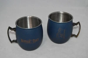 2 Buffalo Trace Distillery Moscow Mule Aluminum Mugs w/ Handle - Blue - 18 oz - Picture 1 of 3