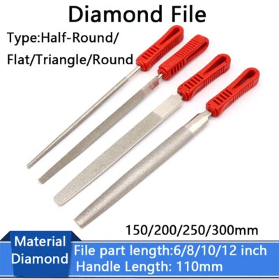 6-12 Inch Diamond Files Half-Round/Flat/Triangle/Round Diamond File Cut Blade - Image 1 of 4