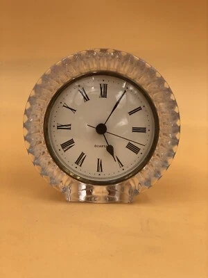 "Reloj de cuarzo de cristal de plomo genuino estilo escritorio redondo 4"" de alto batería nueva - B2" Foto 1 de 4