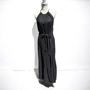 🌻THE LIMITED Maxikleid schwarz Leinenmischung Stufen Neckholder | Größe L - Bild 1 von 8