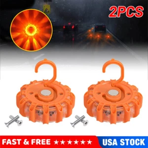 2 X LED Magnetic Light Car Round Beacon Emergency Hazard Strobe Warning SOS Lamp - Picture 1 of 8