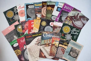 Large Lot of 24 Vintage Crochet & Tatting DOILIES Pattern Booklets (M) - Picture 1 of 4