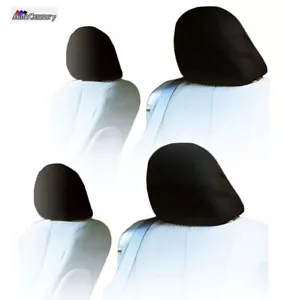 Set of 4 Solid Black Cloth Car Headrest Covers with Foam Backing for Ford - Foto 1 di 7
