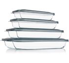 8 Pieces Glass Baking Dish with Lids Rectangular Glass Baking Pan Bakeware Set