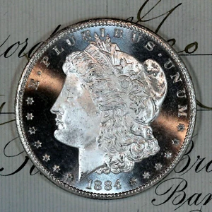 * 1884-CC DMPL * SOLID+ GEM BU MS MORGAN SILVER DOLLAR * FROM ORIGINAL BANK BAG - Picture 1 of 4
