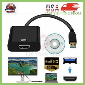 HD 1080P USB 3.0 to HDMI Video Cable Adapter For PC Laptop HDTV LCD TV Converter - Picture 1 of 12