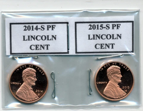 2014-S & 2015-S PROOF LINCOLN CENTS (LOT OF 2 COINS) Cover