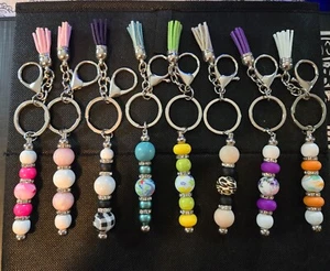 New Thank you Gift  Beaded Key Chain Handmade  w/ Card Tassel  Lobster Claw - Picture 1 of 9
