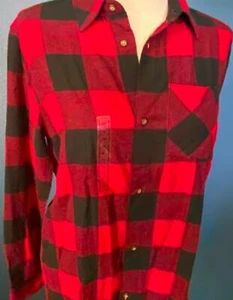 Camisa para mujer Field & Stream de franela manga larga XL roja y negra a cuadros con botones nueva - Imagen 1 de 8