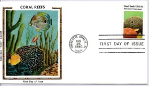 #1827 CORAL REEFS BRAIN CORAL FIRST DAY OF ISSUE, COLORANO SILK COMBO FDC - Picture 1 of 1
