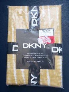 New DKNY Set of 4 Napkins Yellow Gold Abstract Tie Dye 18" New - Picture 1 of 6