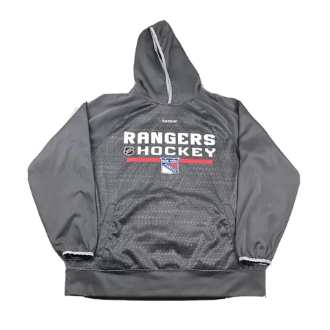 Reebok New York Rangers Hoodie Mens Medium Gray Center Ice NHL Hockey Pullover Cover
