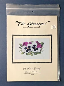 The Gossips Counted Cross Stitch Pattern Pansies Saastad The Silver Lining SL109 - Picture 1 of 2