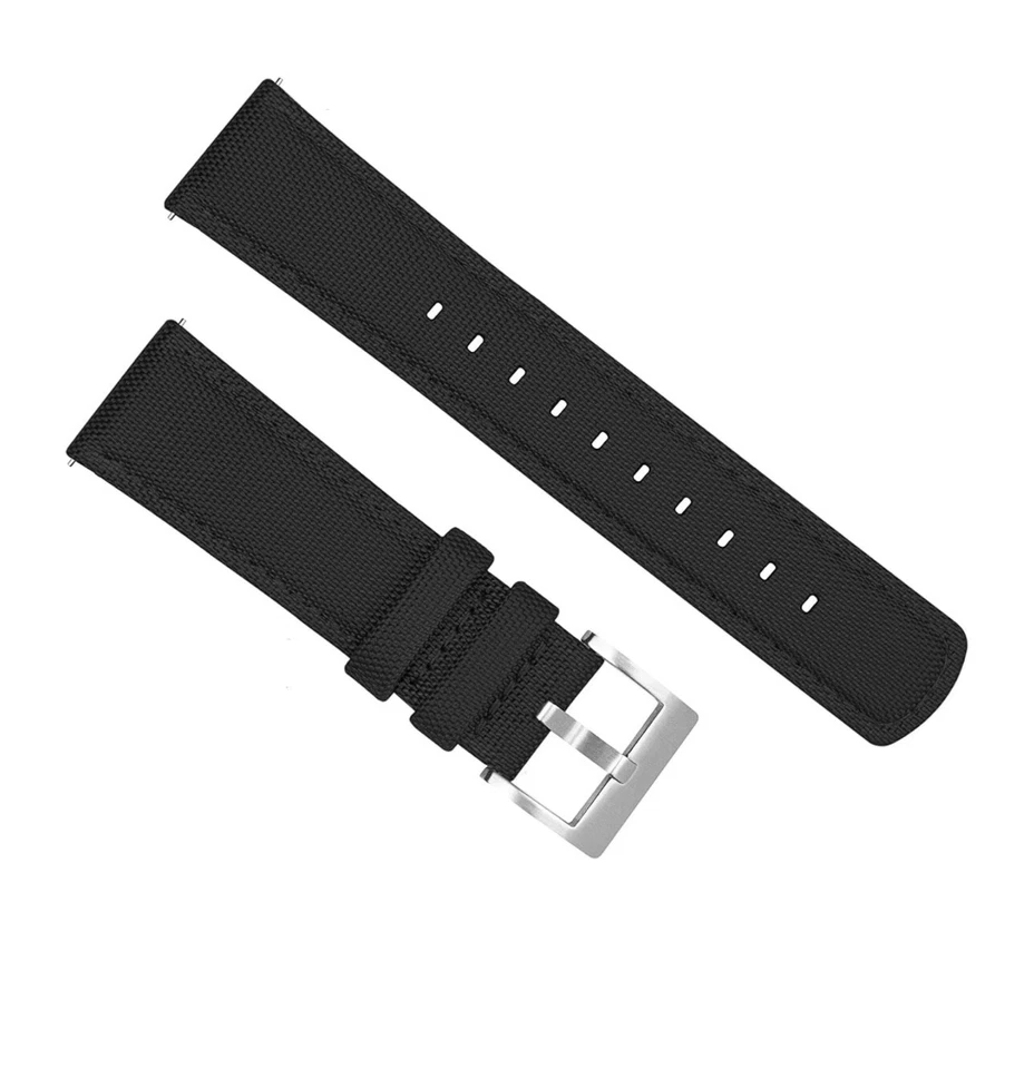 20mm Black Barton Sailcloth Quick Release Premium Nylon Canvas Weave Band Strap